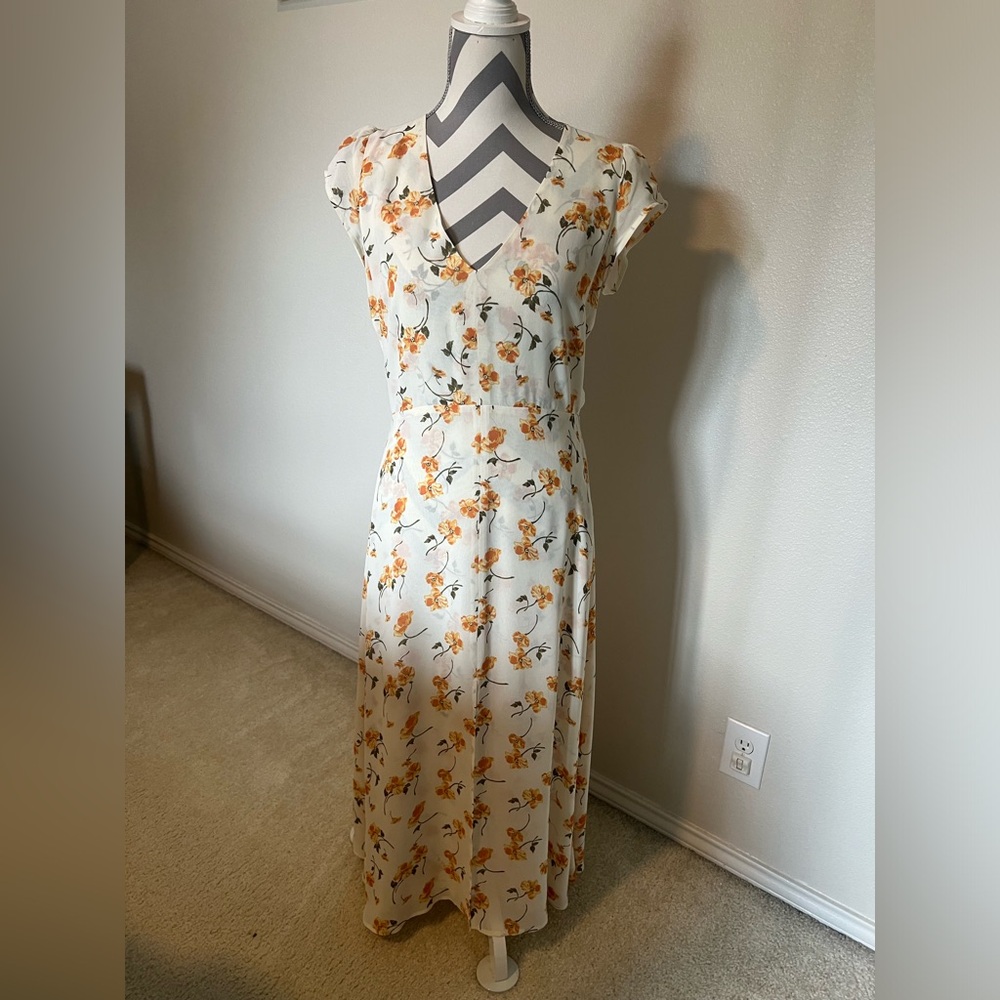 Reformation Floral Maxi Dress - Cream and Orange